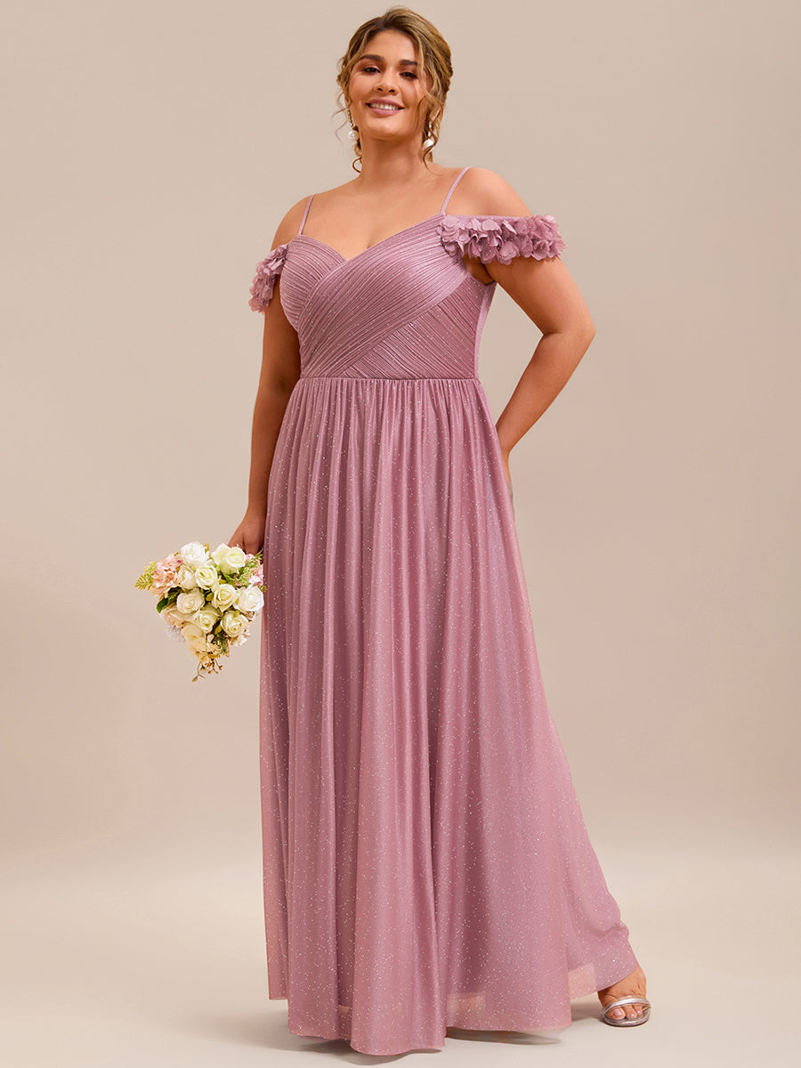 Robe D'invité De Mariage En Mousseline De Soie Mi-Longue Plissée à Manches à Volants Et Col En V #Couleur_Orchidee