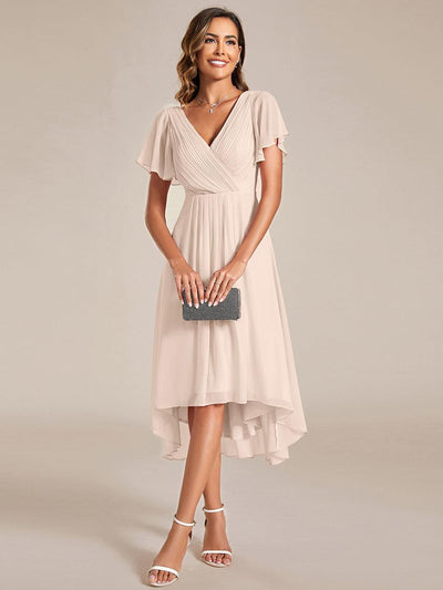 ever FAYE|Robe d'invitée de mariage chic à col en V et manches courtes