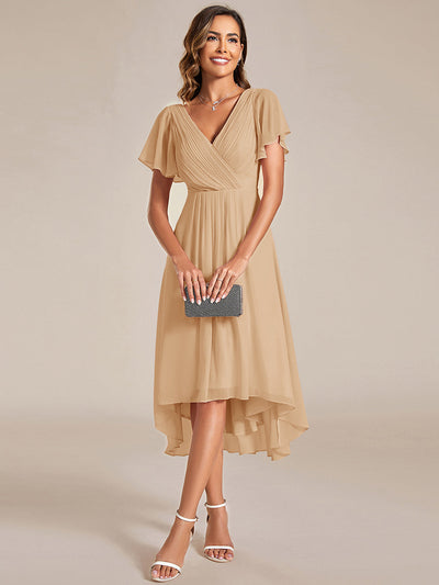 ever FAYE|Robe Invitée de Mariage Fleurie Chic à Col V et Manches Volantées