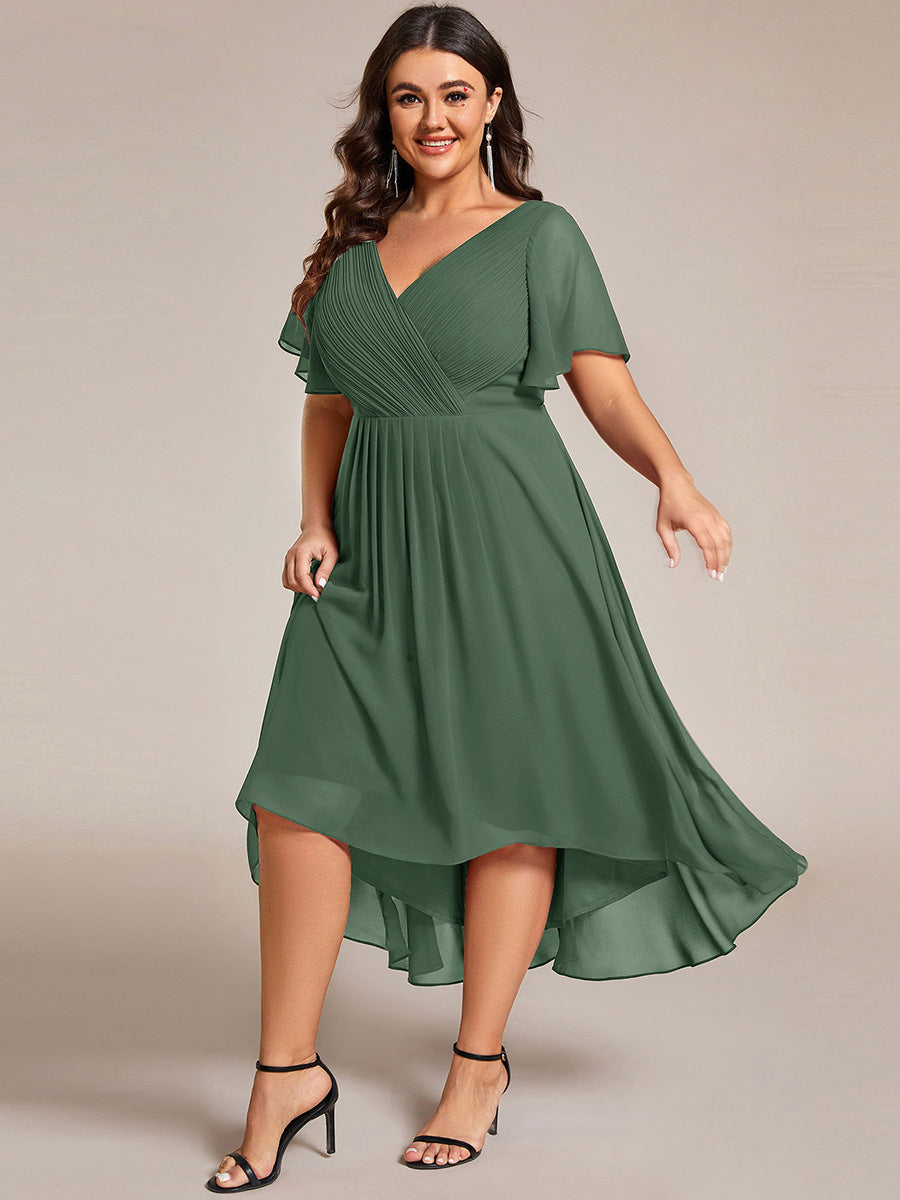 Robe d'invité de mariage chic à col en V #Couleur_Eukalyptus Grün