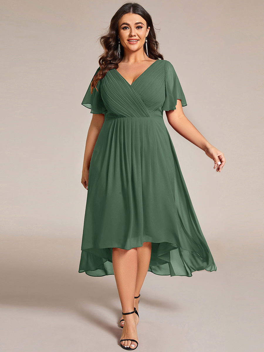 Robe d'invité de mariage chic à col en V #Couleur_Eukalyptus Grün
