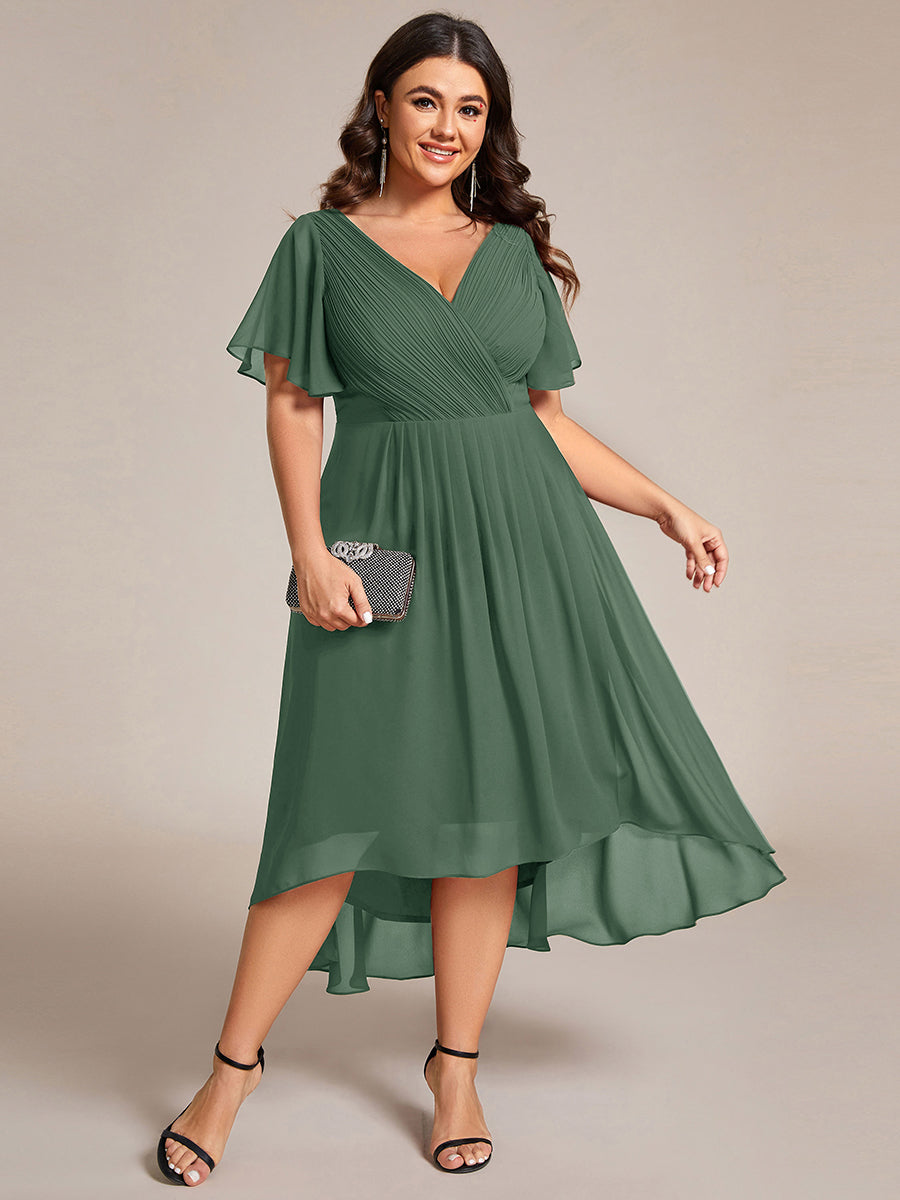 Robe d'invité de mariage chic à col en V #Couleur_Eukalyptus Grün
