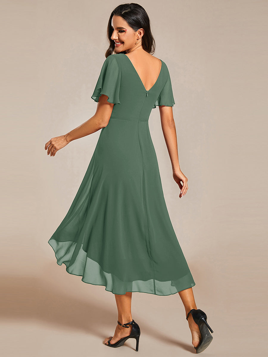 Robe d'invité de mariage chic à col en V #Couleur_Eukalyptus Grün