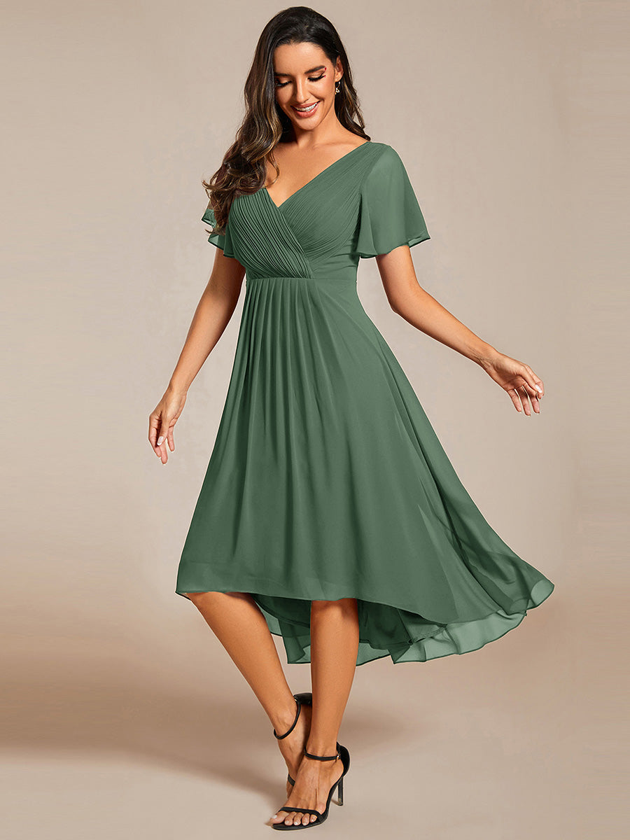 Robe d'invité de mariage chic à col en V #Couleur_Eukalyptus Grün