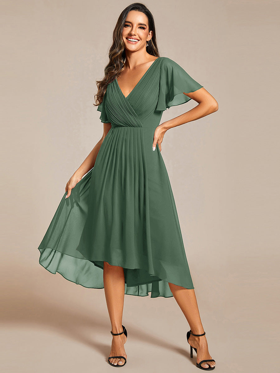 Robe d'invité de mariage chic à col en V #Couleur_Eukalyptus Grün