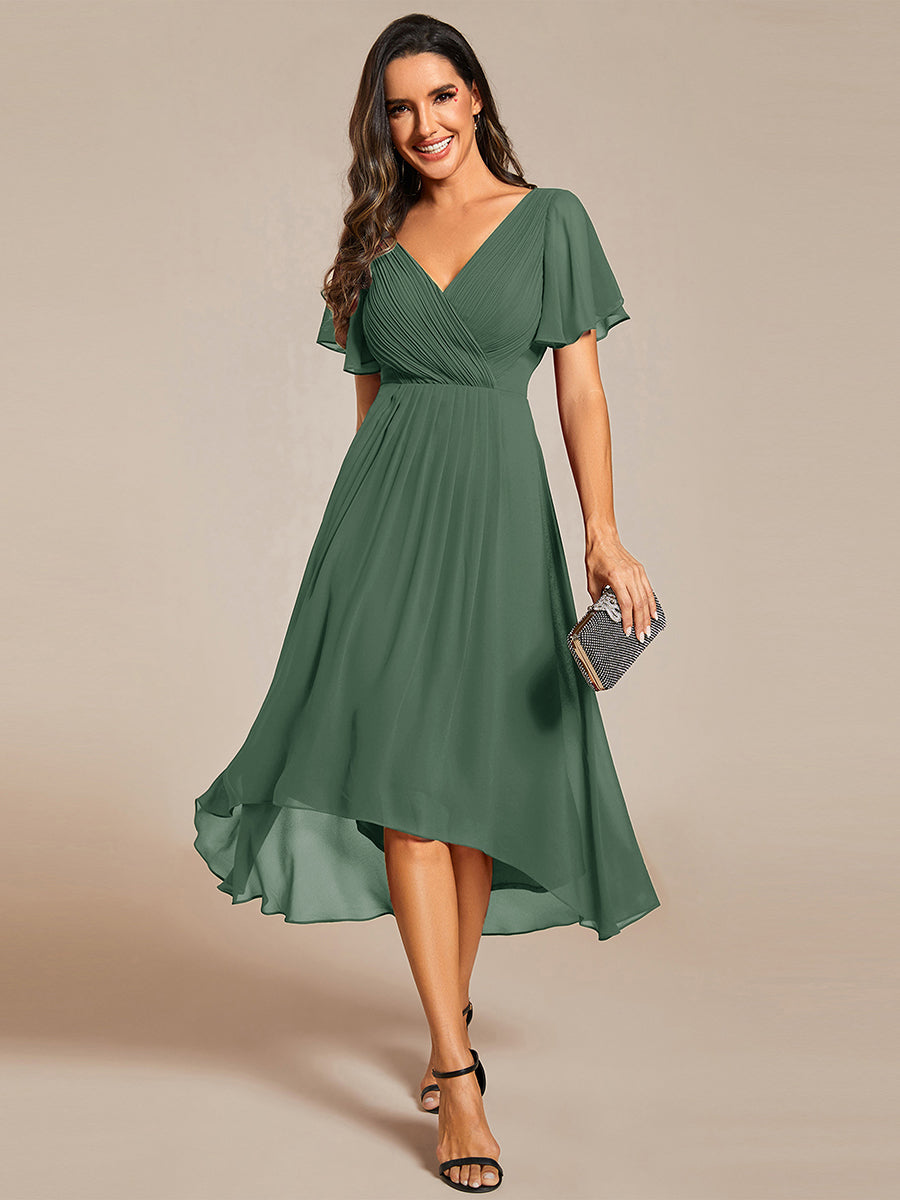 Robe d'invité de mariage chic à col en V #Couleur_Eukalyptus Grün
