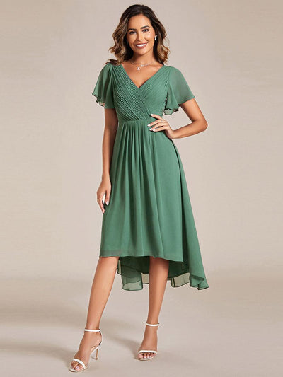 ever FAYE|Robe d'invitée de mariage chic à col en V et manches courtes