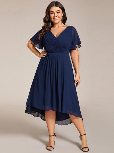 pretty FAYE|Robe d'invité de mariage grande taille chic à col en V