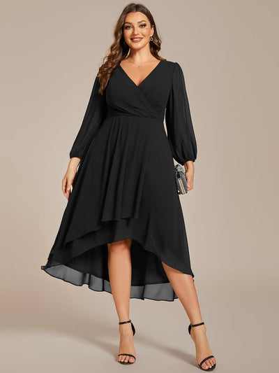 pretty BRIAR|Robe d’invité de mariage grande taille mi-longue manches 3/4 ourlet asymétrique