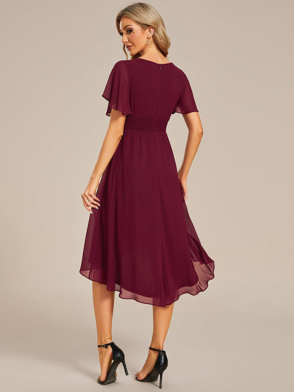 ever EDEN|Robe d'invité de mariage trapèze en mousseline fluide à enco ...
