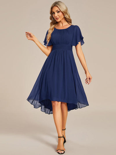 ever EDEN|Robe d'invité de mariage trapèze en mousseline fluide à encolure ronde et longueur au genou
