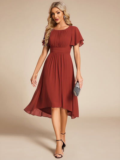 ever EDEN|Robe invitée mariage coupe trapèze en mousseline fluide à encolure ronde et longueur au genou