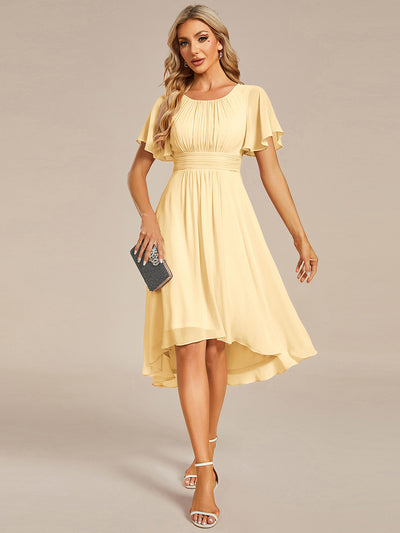ever EDEN|Robe d'invité de mariage trapèze en mousseline fluide à encolure ronde et longueur au genou