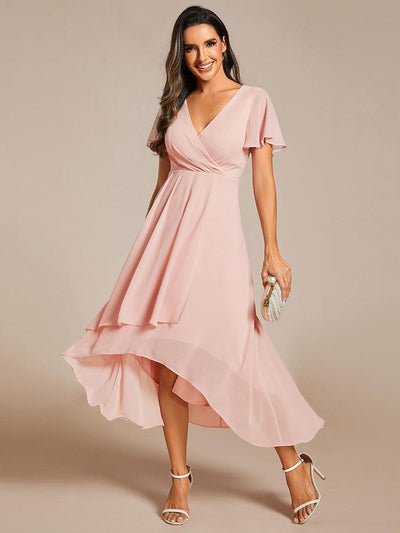 ever LARK|Robe invitée mariage plissée en mousseline avec manches volantées
