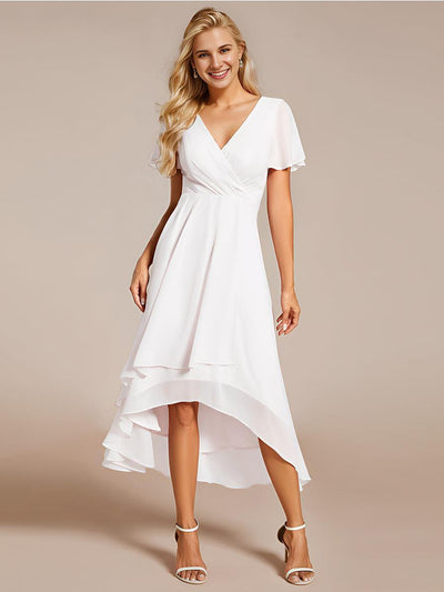 ever LARK|Robe invitée mariage plissée en mousseline avec manches volantées
