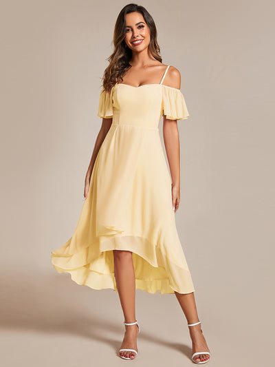 ever JORDANE|Robes d'invitées de mariage en mousseline  épaules dénudées  hautes et basses  manches courtes