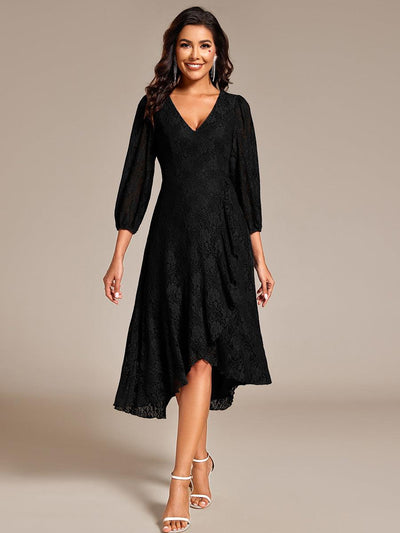 ever CAMILLE|Robe de mariée mi-longue élégante en dentelle à manches longues et coupe trapèze(Vente finale)