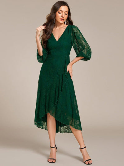 ever CAMILLE|Robe de mariée mi-longue élégante en dentelle à manches longues et coupe trapèze (Vente finale)