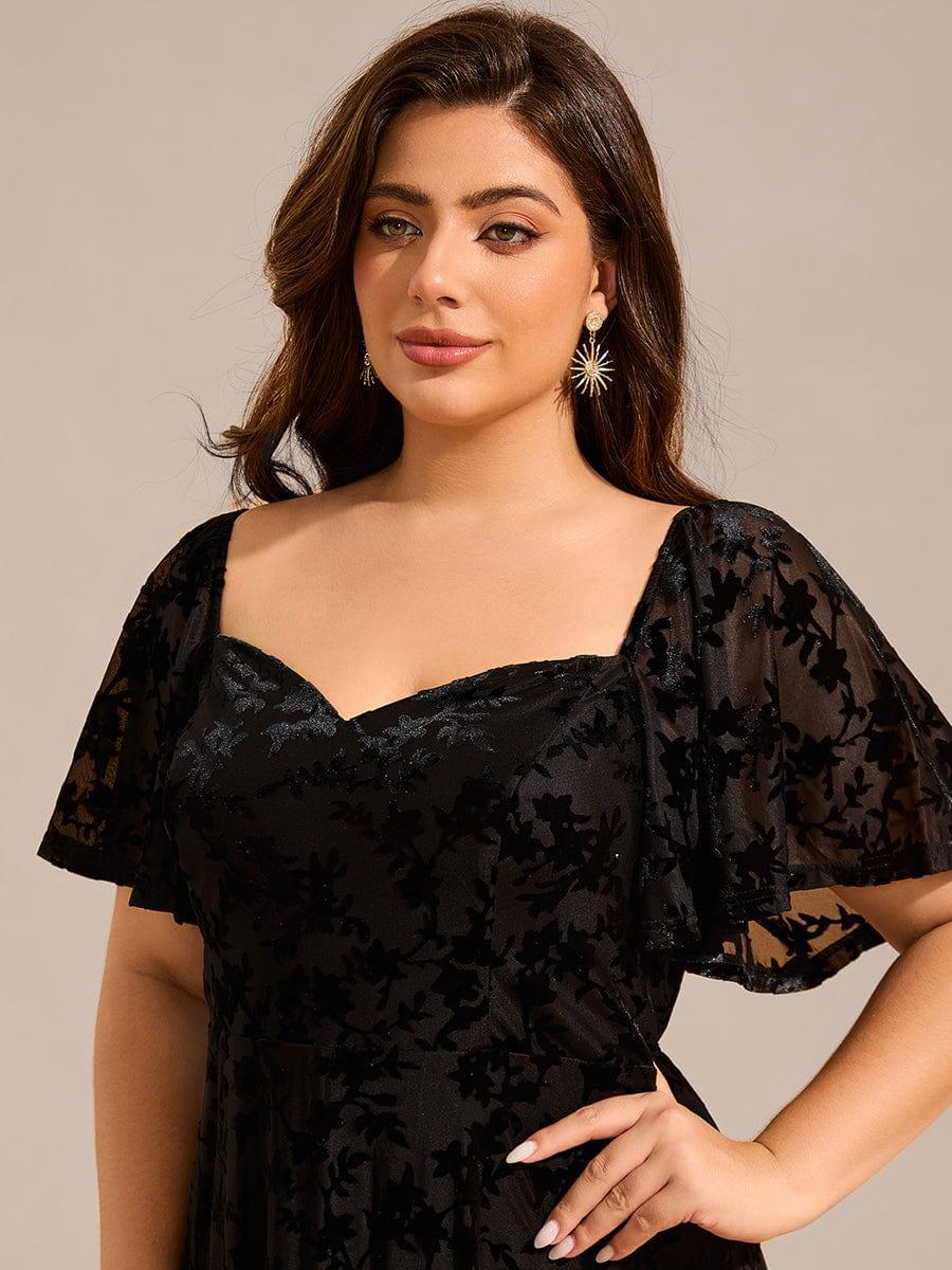 Robe de mariée trapèze en velours imprimé grande taille? #Couleur_Noir