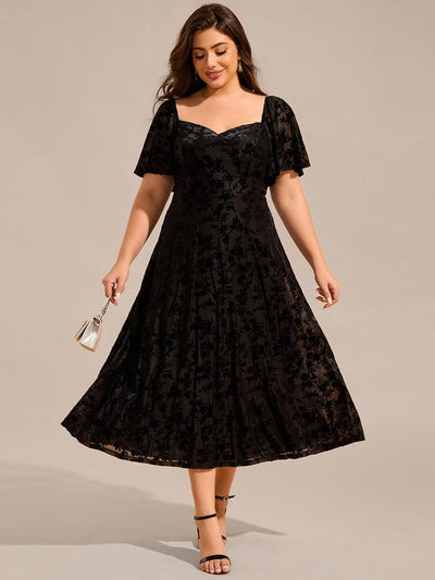 pretty BLOOM|Robe de mariée trapèze en velours imprimé grande taille