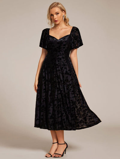 ever BLOOM|Robe de mariée élégante en velours extensible longueur thé