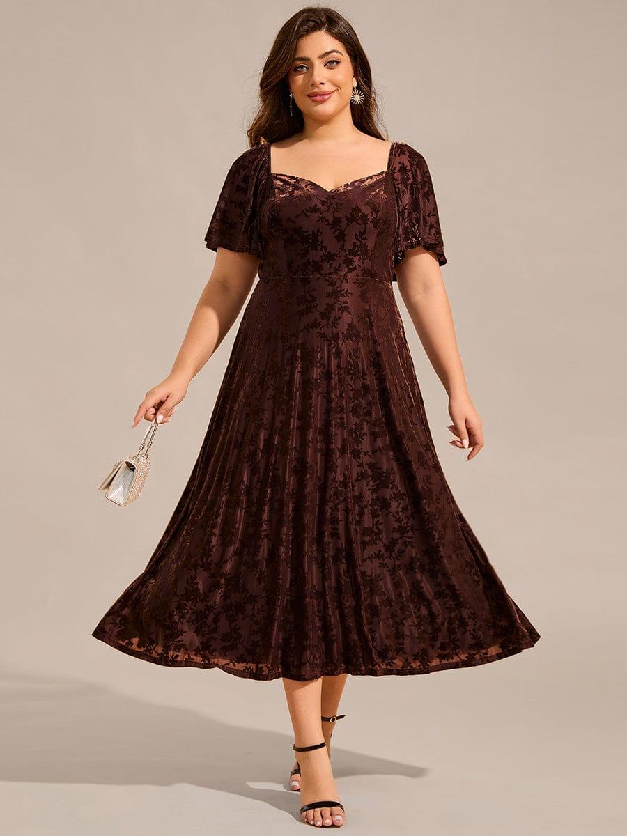 Robe de mariée trapèze en velours imprimé grande taille? #Couleur_Café