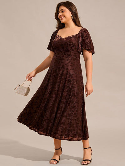 pretty BLOOM|Robe de mariée trapèze en velours imprimé grande taille