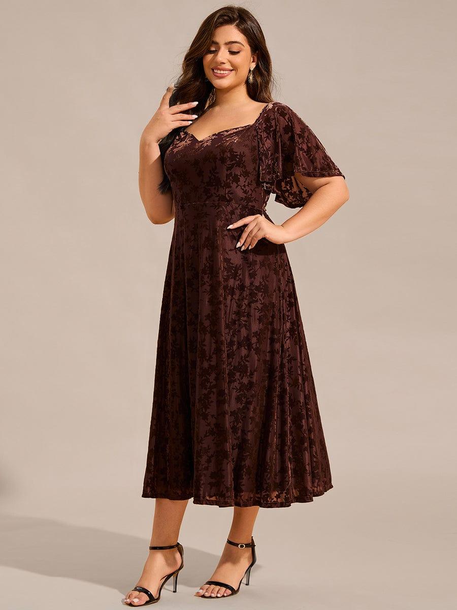Robe de mariée trapèze en velours imprimé grande taille? #Couleur_Café