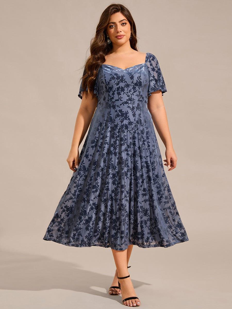 Robe de mariée trapèze en velours imprimé grande taille? #Couleur_Marine Fume