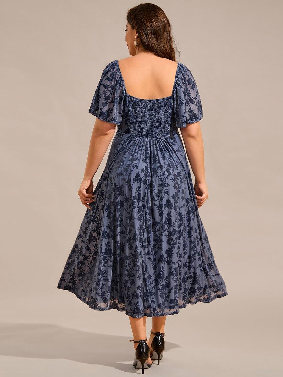 Robe de mariée trapèze en velours imprimé grande taille? #Couleur_Marine Fume
