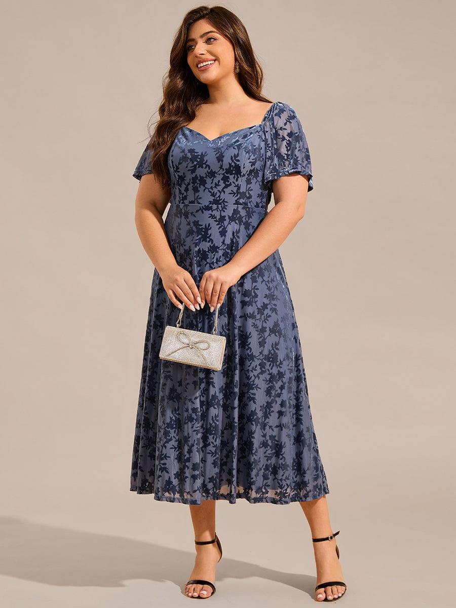 Robe de mariée trapèze en velours imprimé grande taille? #Couleur_Marine Fume