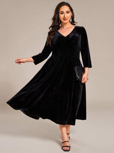 pretty ARLET|Robe d'invitée de mariage en velours plissé extensible grande taille