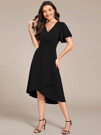 ever FALLON|Robe d'invitée de mariage mi-longue à col en V très extensible (Vente finale)
