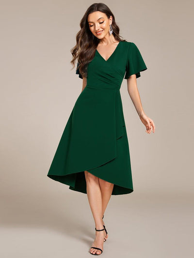 ever FALLON|Robe d'invitée de mariage mi-longue à col en V très extensible (Vente finale)