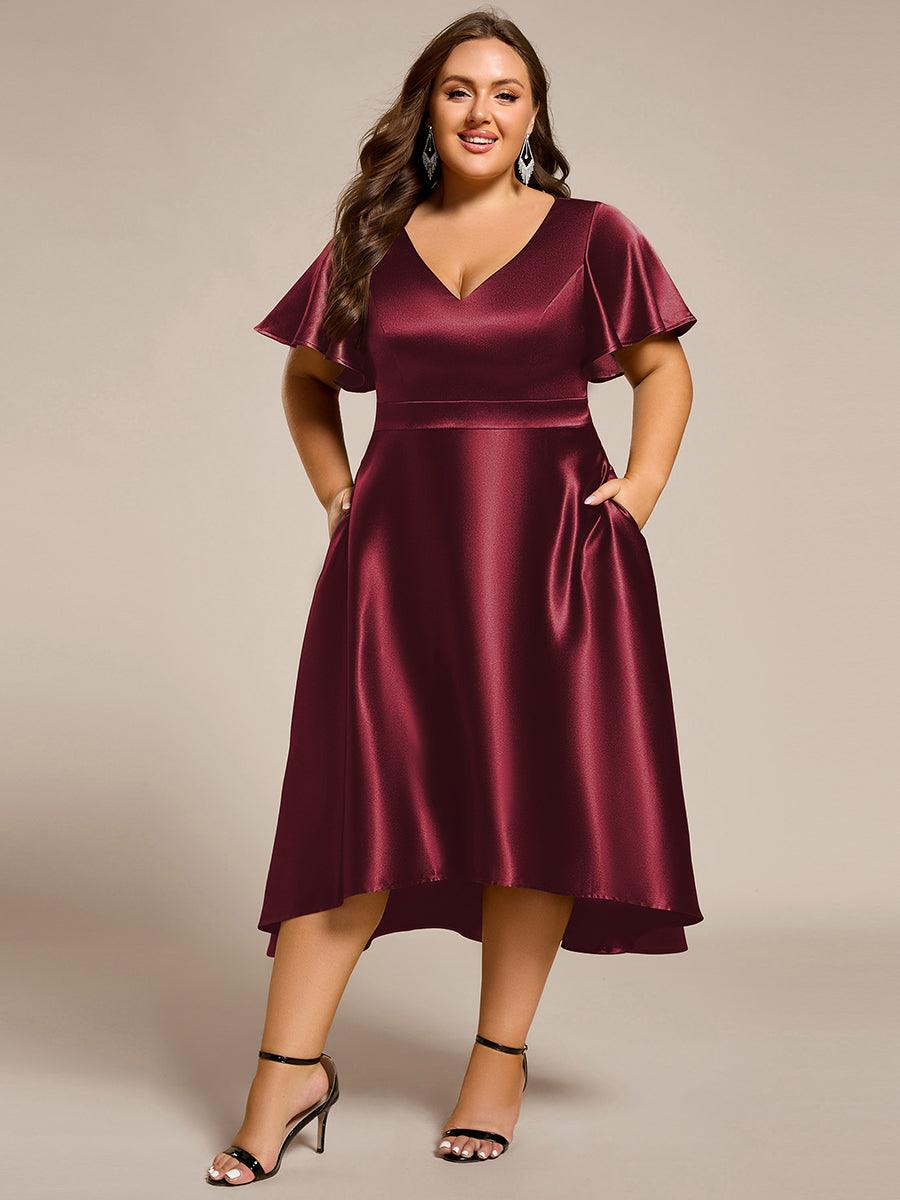 Robe d'invité tong colorée à ourlet haut et bas #Couleur_Bordeaux