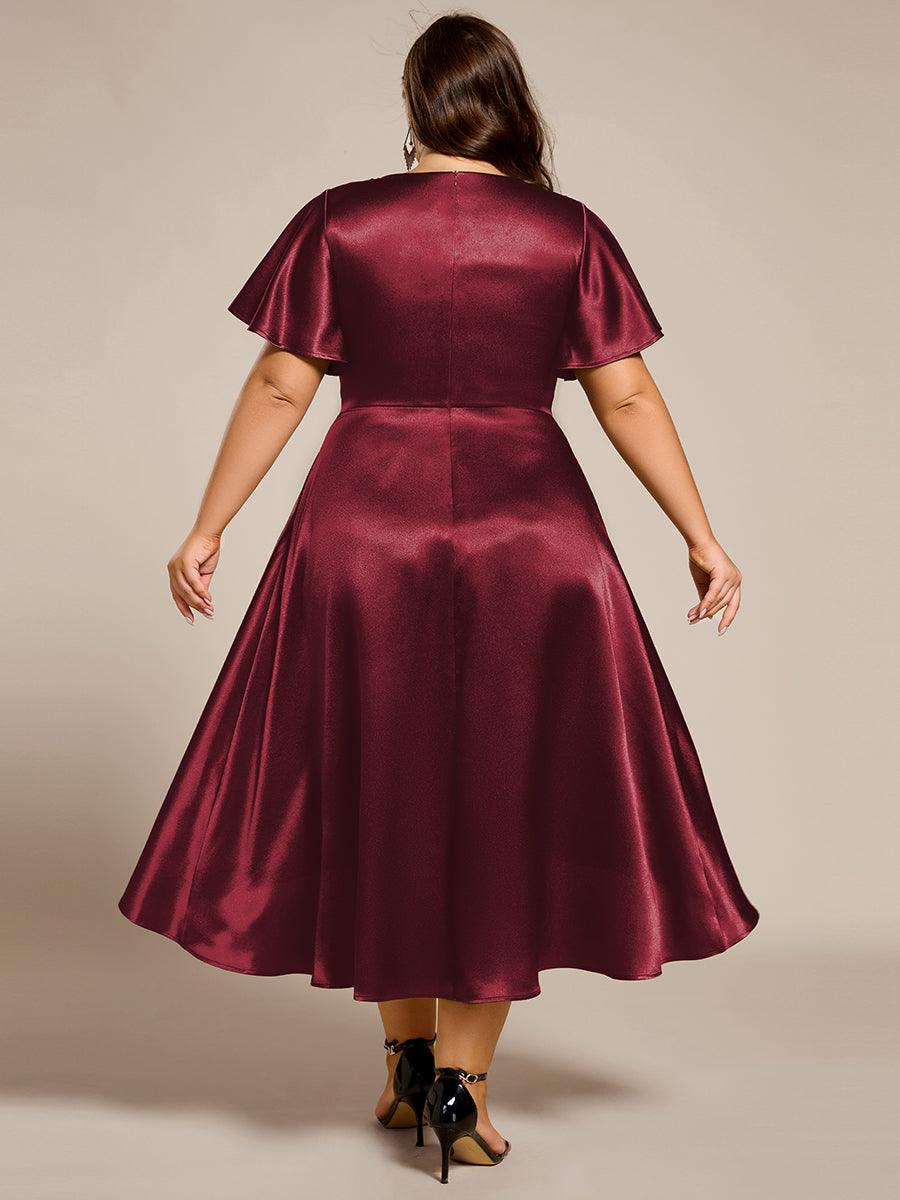 Robe d'invité tong colorée à ourlet haut et bas #Couleur_Bordeaux
