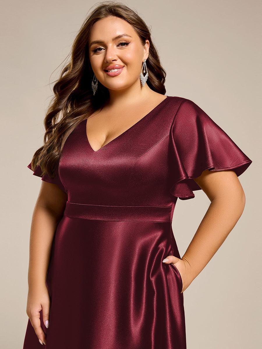 Robe d'invité tong colorée à ourlet haut et bas #Couleur_Bordeaux