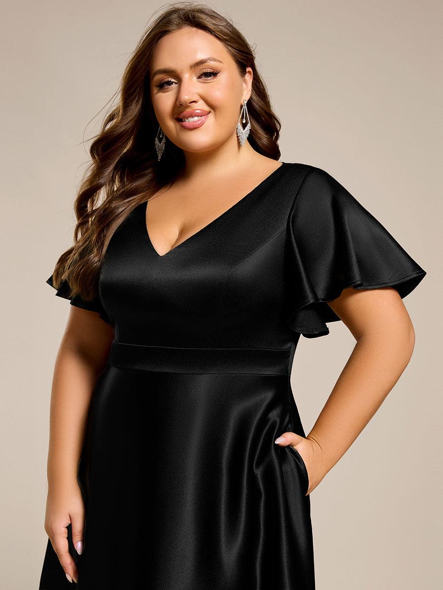 Robe d'invité tong colorée à ourlet haut et bas #Couleur_Noir