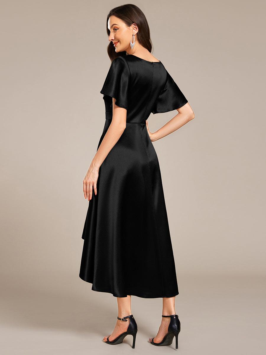 Robe d'invité tong colorée à ourlet haut et bas #Couleur_Noir
