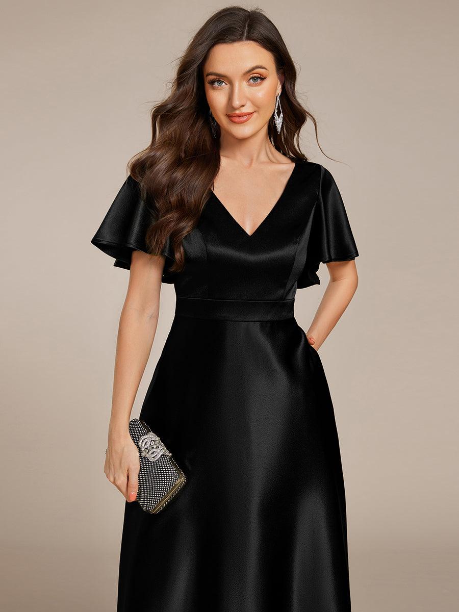 Robe d'invité tong colorée à ourlet haut et bas #Couleur_Noir
