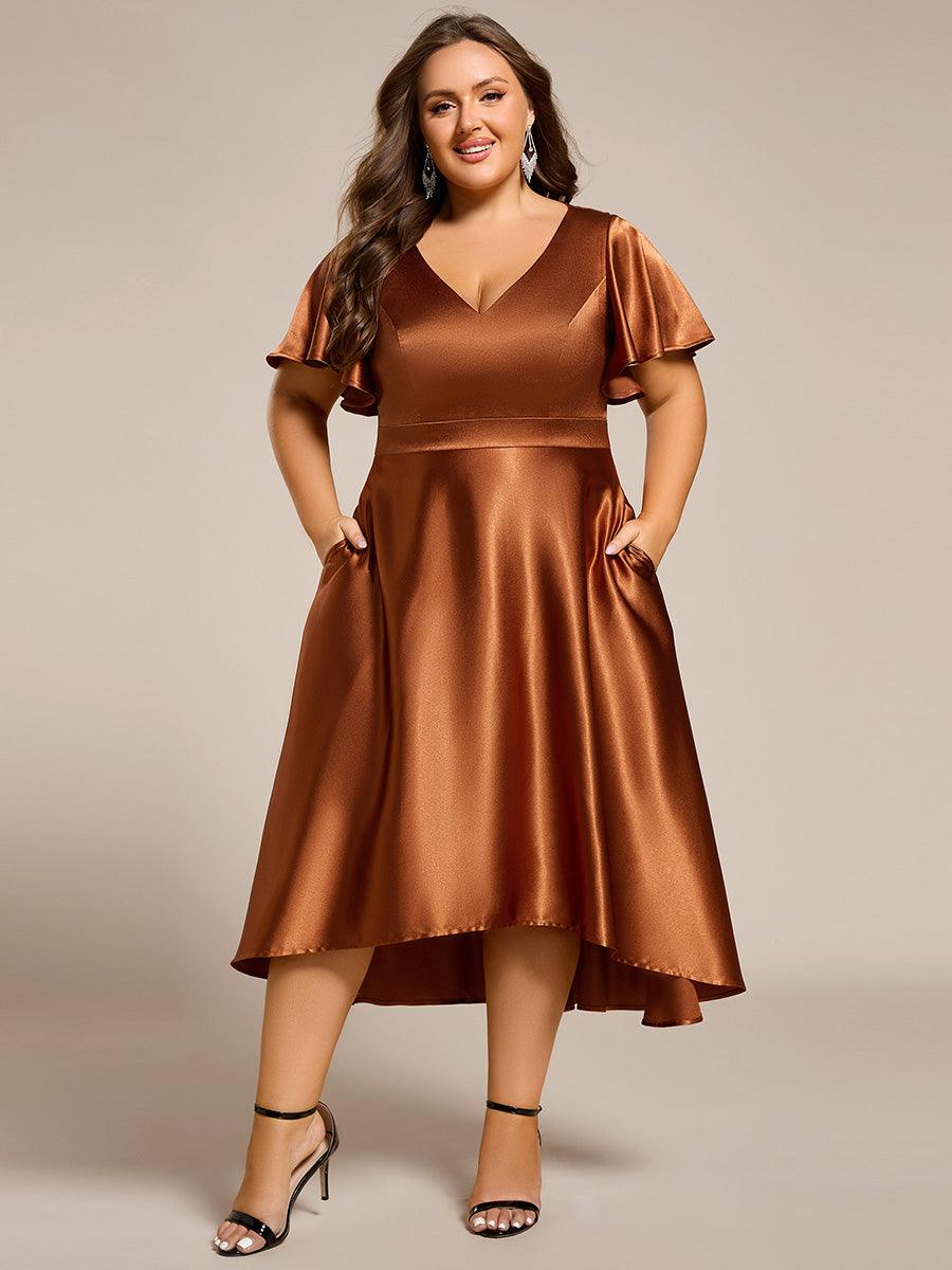 Robe d'invité tong colorée à ourlet haut et bas #Couleur_ #Couleur_Bronze