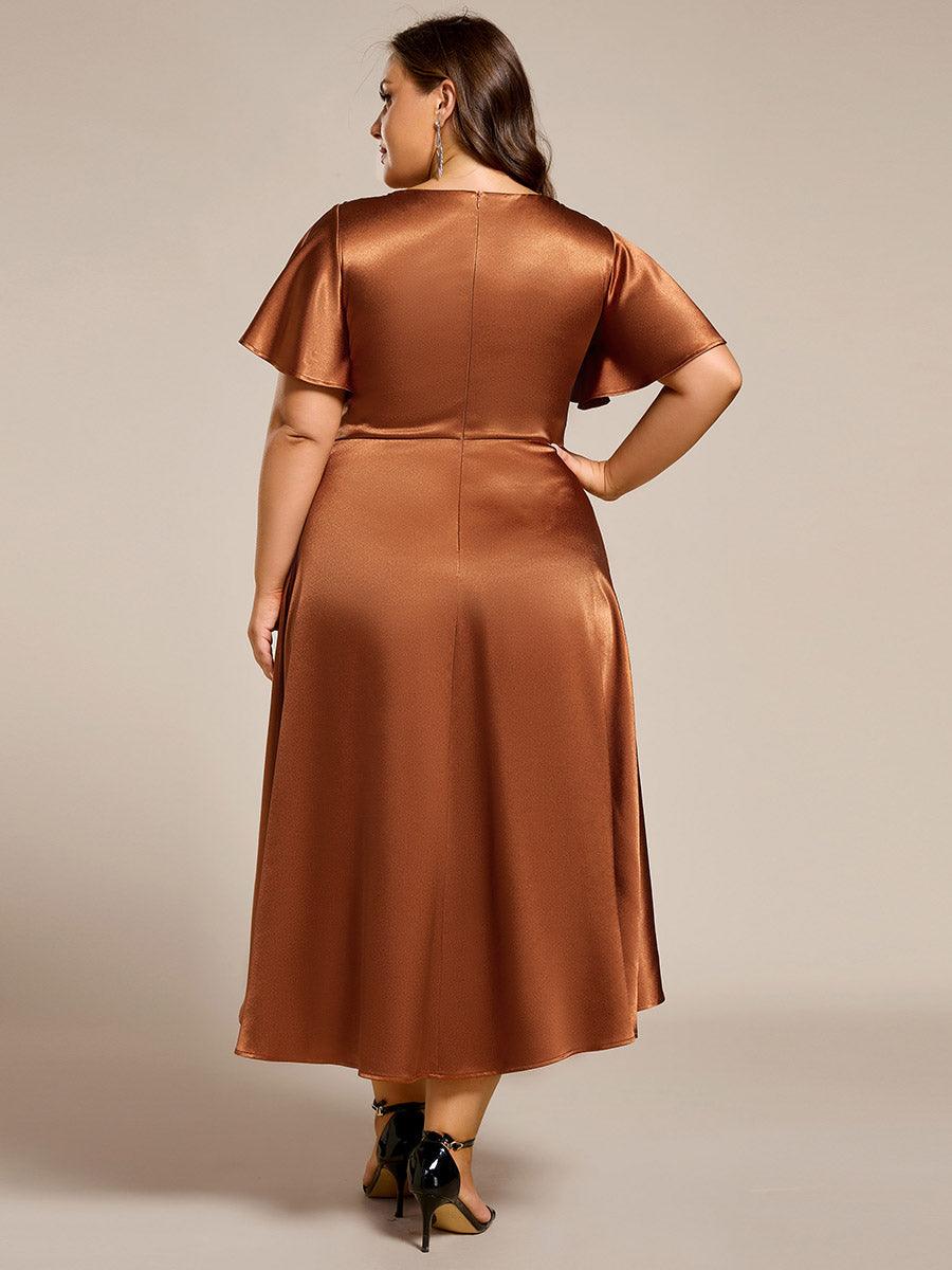 Robe d'invité tong colorée à ourlet haut et bas #Couleur_ #Couleur_Bronze