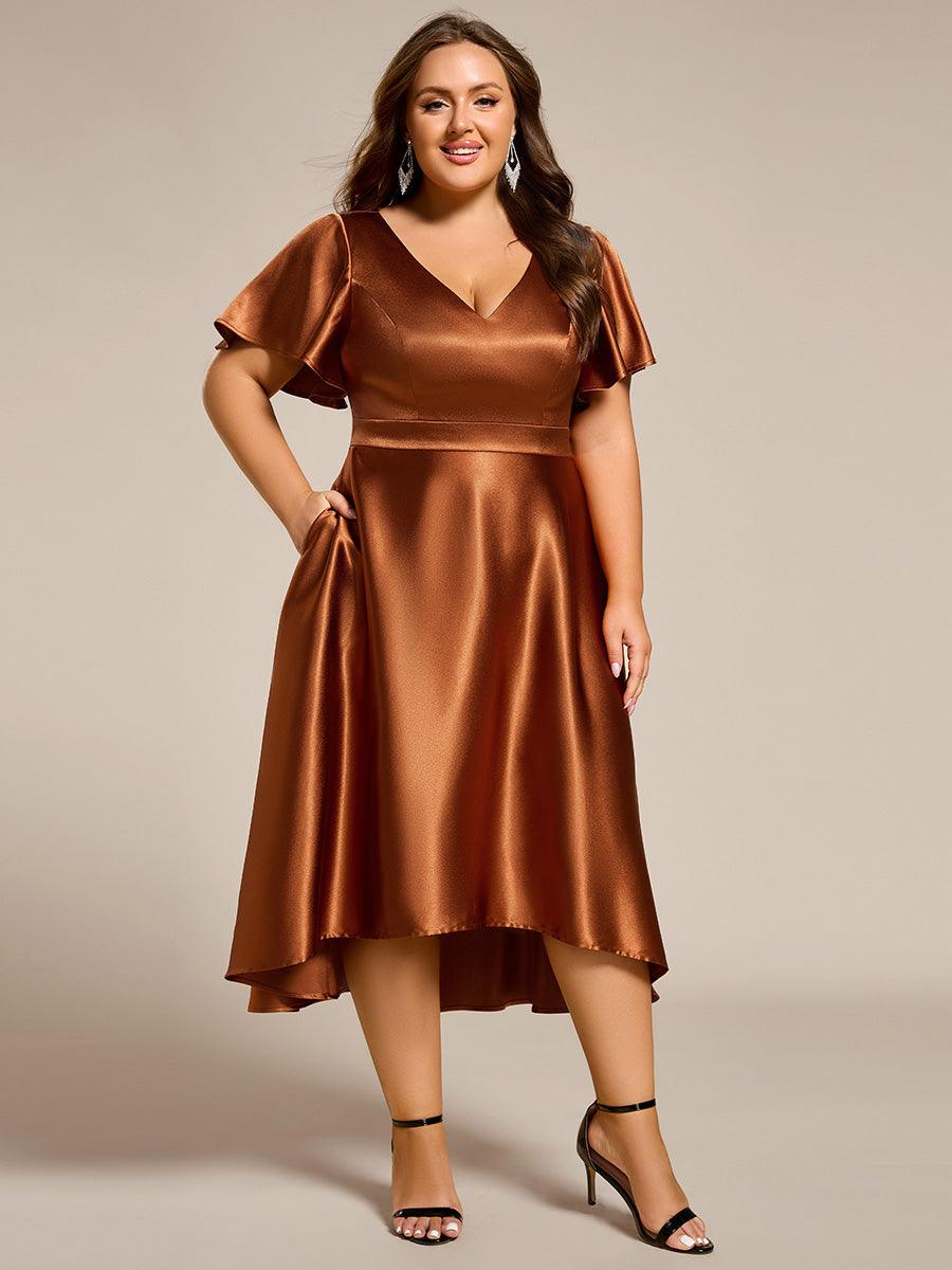 Robe d'invité tong colorée à ourlet haut et bas #Couleur_ #Couleur_Bronze