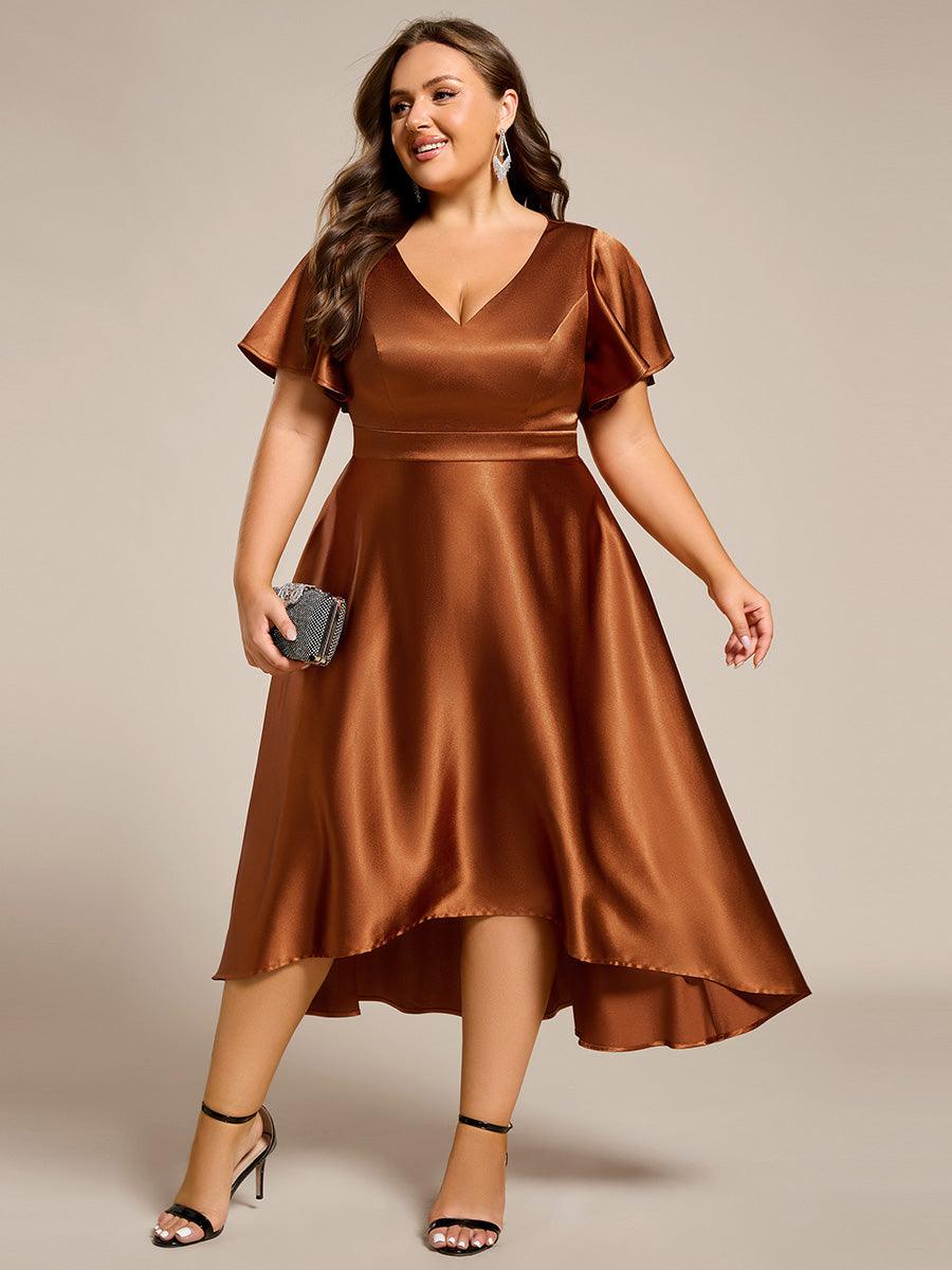 Robe d'invité tong colorée à ourlet haut et bas #Couleur_ #Couleur_Bronze