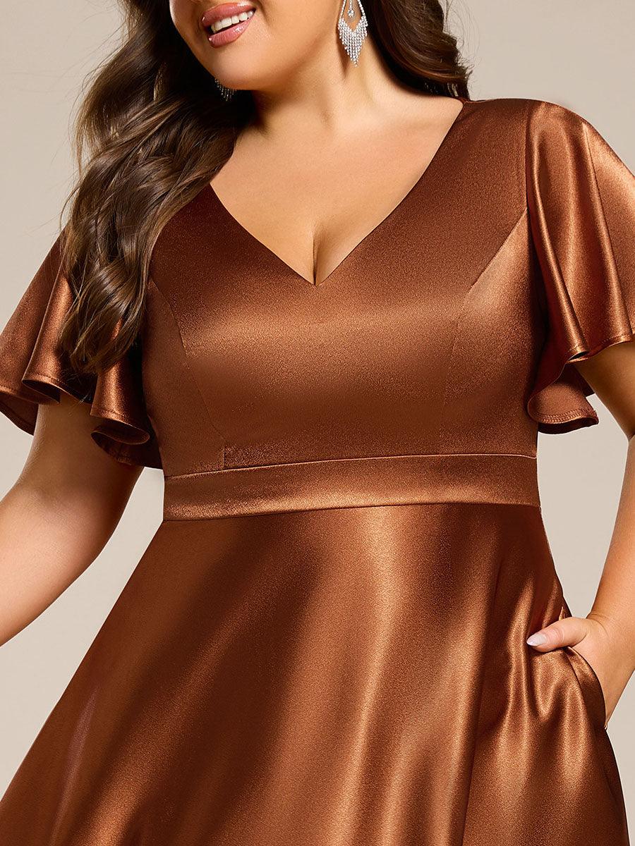 Robe d'invité tong colorée à ourlet haut et bas #Couleur_ #Couleur_Bronze
