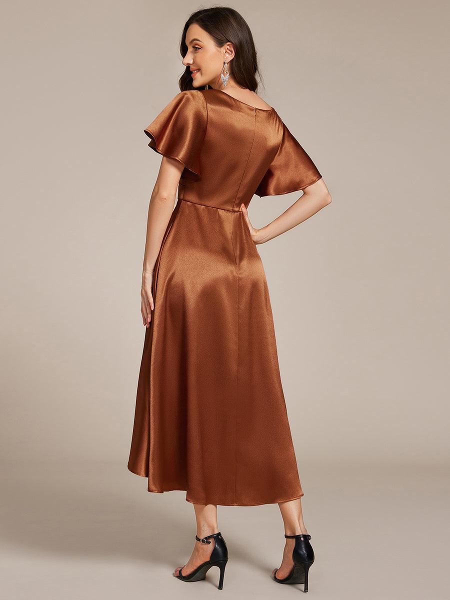 Robe d'invité tong colorée à ourlet haut et bas #Couleur_ #Couleur_Bronze