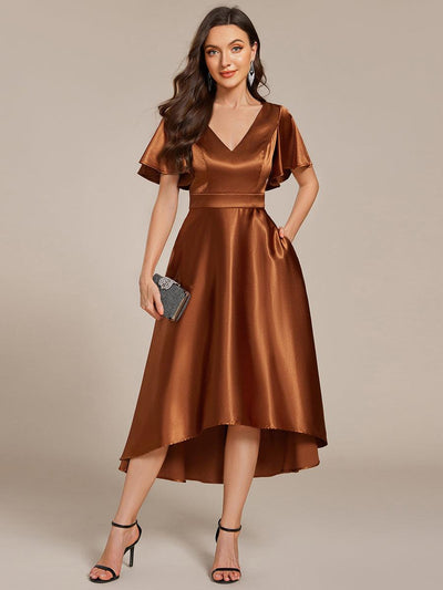 ever SCARLEN|Robe d'invitée mi-longue en satin à ourlet haut-bas
