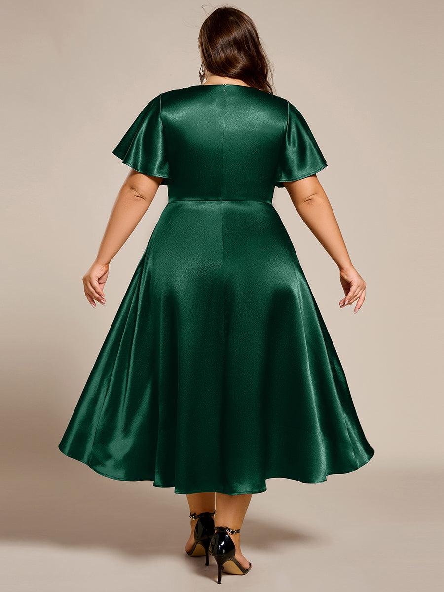 Robe d'invité tong colorée à ourlet haut et bas #Couleur_Vert Fonce