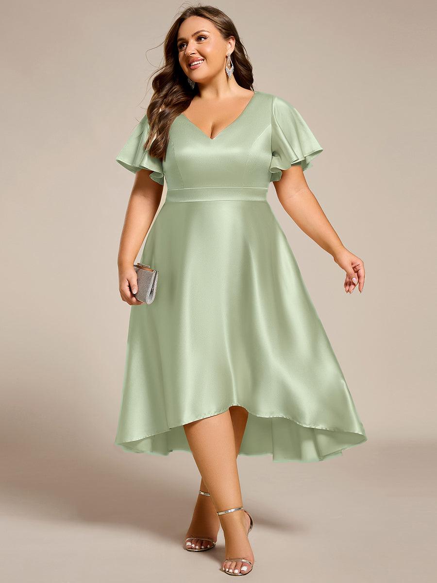 Robe d'invité tong colorée à ourlet haut et bas #Couleur_Menthe Verte