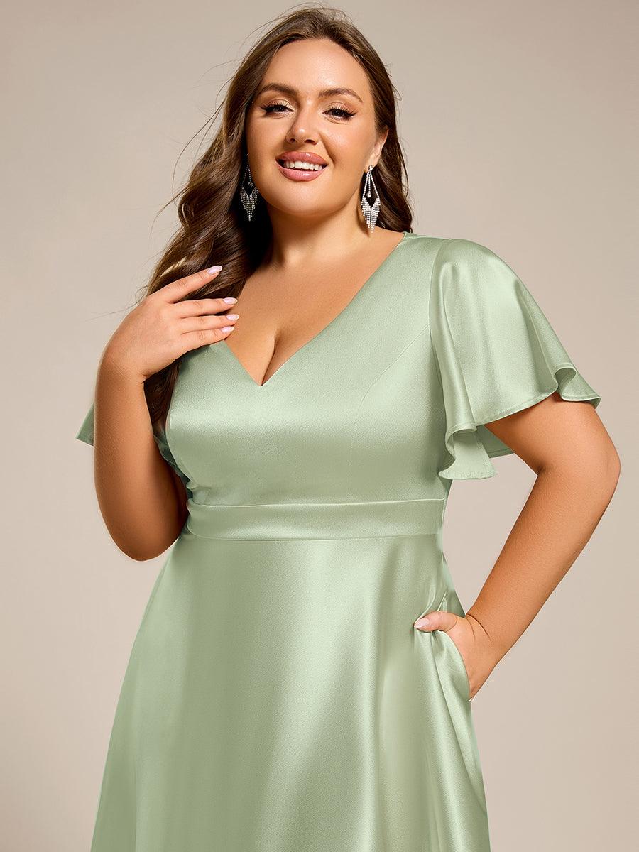 Robe d'invité tong colorée à ourlet haut et bas #Couleur_Menthe Verte